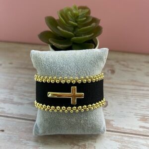 Black and Gold Cross Bracelet